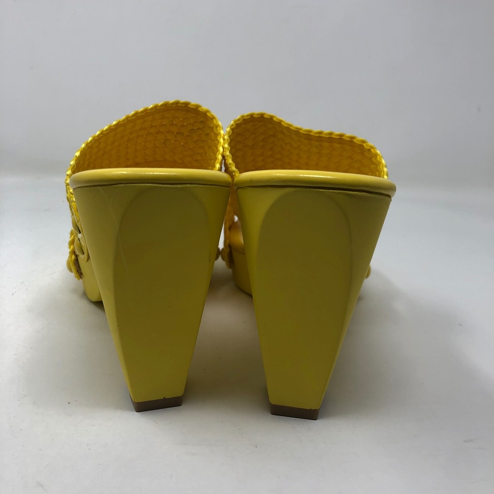 Nina Platform Sandal Womens 8.5 Yellow Woven Double Strap Block Heel Studs - Picture 5 of 11